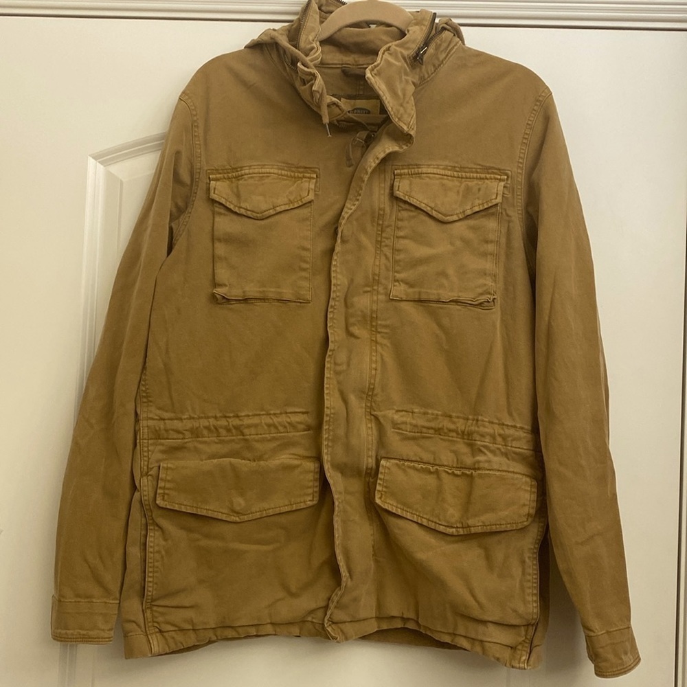 Old Navy Utility Jacket Womens MT Barn coat Chore cinch waist hood military